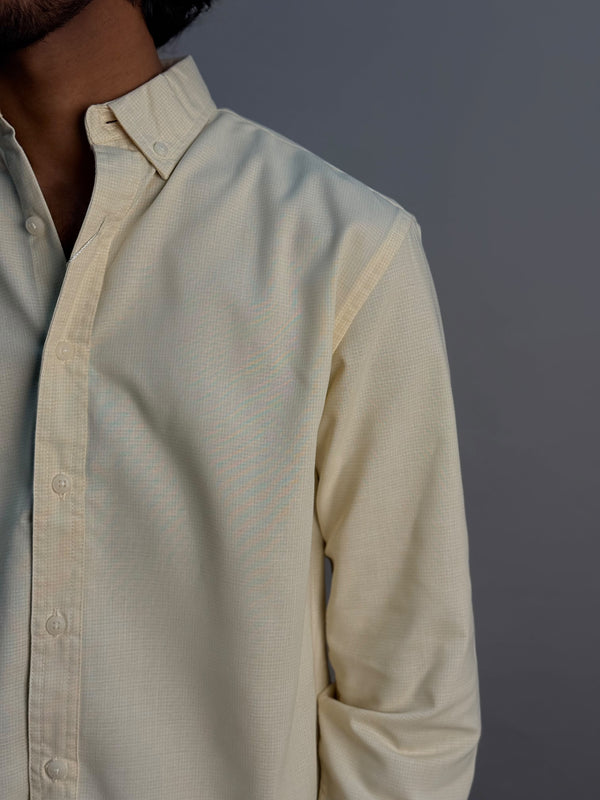 Light Yellow Micro Checks Shirt