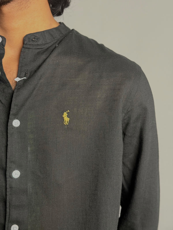 Black Chinese Collar Shirt