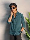 White & Peacock Blue Lines Shirt