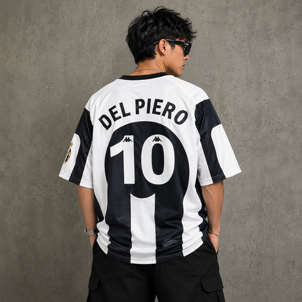 Black White Striped Five-Sleeve Jersey