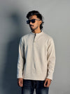 Full Sleeve Henley Tshirt - Stone Beige
