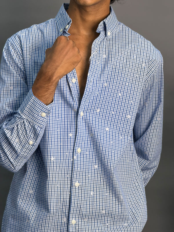 Dark Blue Checks With Stars Shirt