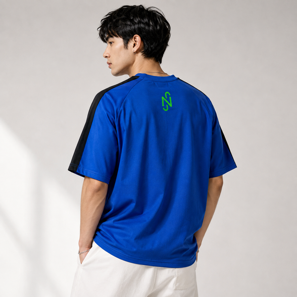 Royal Blue White Training Graphic Five-Sleeve T-Shirt (Brazil)