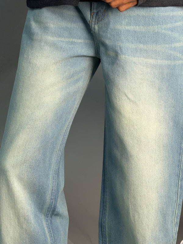 Semi Baggy Blue & Light Green Jeans