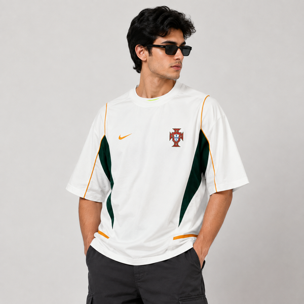 White-Green Training Graphic Five-Sleeve T-Shirt (Portugal)