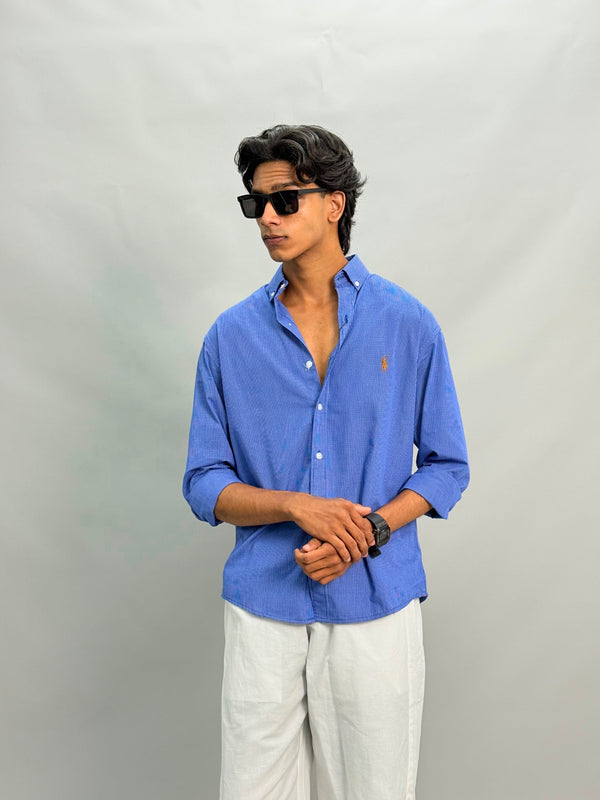SUPER MICRO CHECKS SHIRT [BLUE]