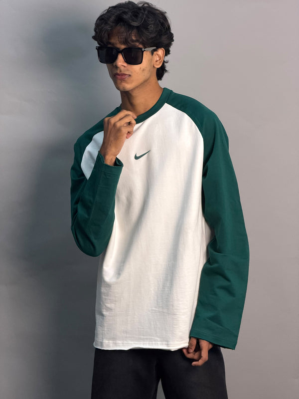 White & Green Full Sleeve Tshirt