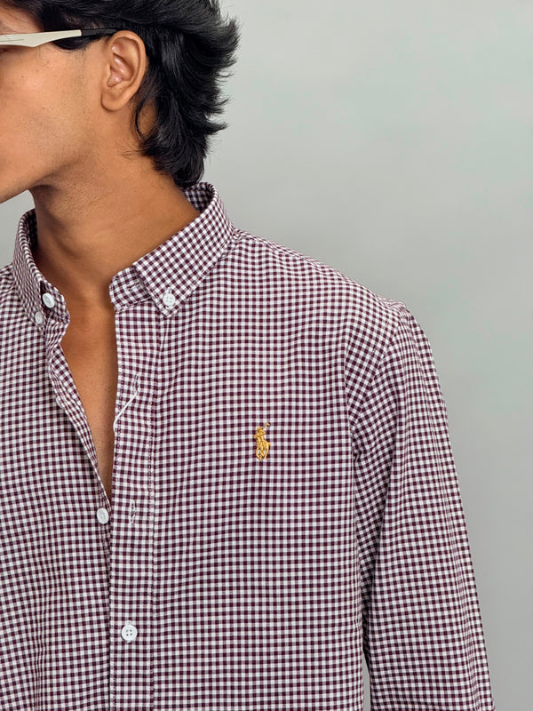 MICRO CHECKS SHIRTS [MAROON]