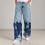Light Blue Dark-Blue Tie-Dye Baggy Jeans