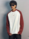 White & Burgundy Full Sleeve Tshirt