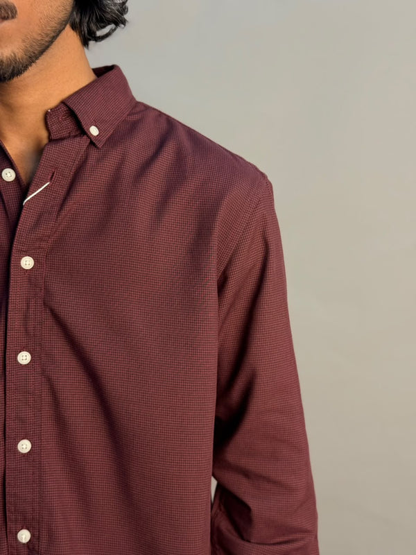 Maroon Micro Checks Shirt