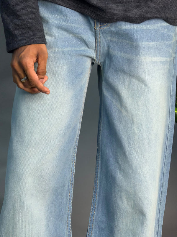 Wideleg Light Blue & Light Green Jeans