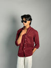 PLAIN SHIRT [POLY LYCRA,MAROON]