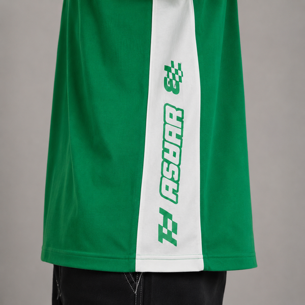 Green Quarter-Zip Striped Five-Sleeve T-Shirt