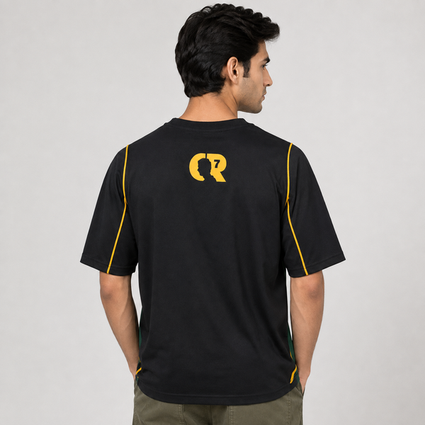Black-Green Training Graphic Five-Sleeve T-Shirt (Portugal)