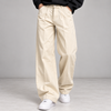 Cream Pleated Wide-Leg Trousers