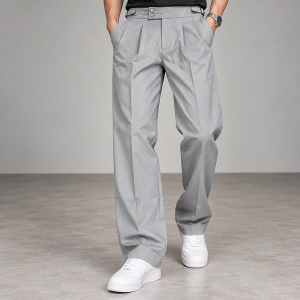 Medium Grey Pleated Gurkha Trousers