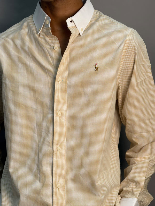 White Collared Yellow & White Checks