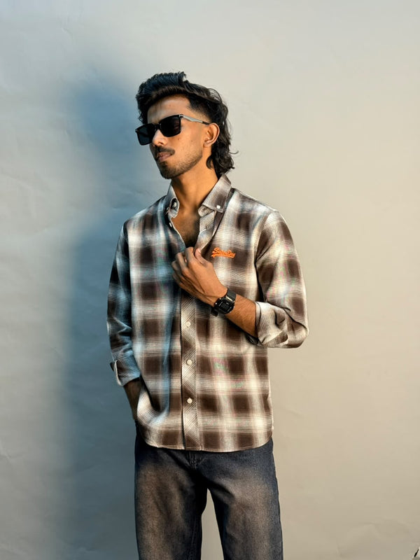 Brown & White Checks Shirt