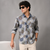 Light Grey Geometric Patchwork Full Sleeve Shirt