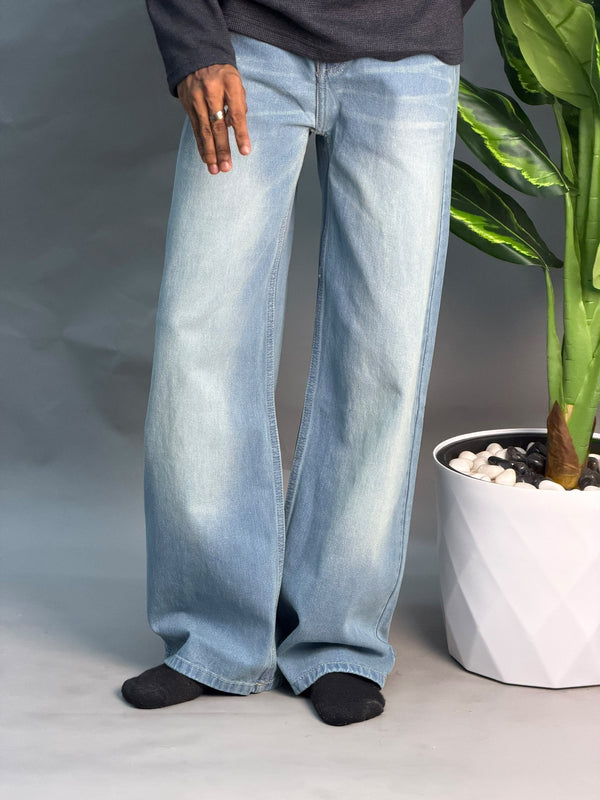 Wideleg Light Blue & Light Green Jeans