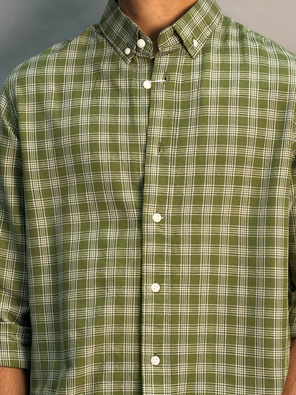 White & Green Checks Shirt