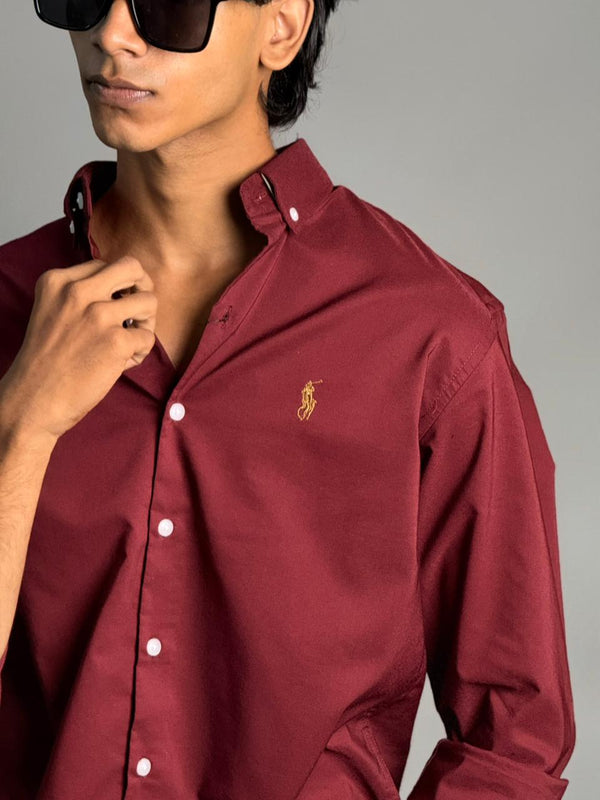 PLAIN SHIRT [POLY LYCRA,MAROON]