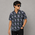 Charcoal Purple Geometric Five-Sleeve Shirt