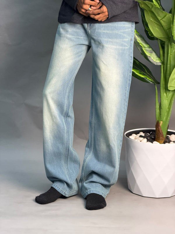 Semi Baggy Blue & Light Green Jeans