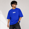Blue Colorful Anime-Style Graphic Five-Sleeve T-Shirt
