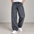 Dark Grey-Black Acid-Wash Baggy Fit Jeans