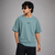 Light Green Orange-Text Graphic Five-Sleeve T-Shirt