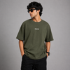 Olive Green Fiery Graphic Five-Sleeve T-Shirt