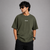 Olive Green Fiery Graphic Five-Sleeve T-Shirt