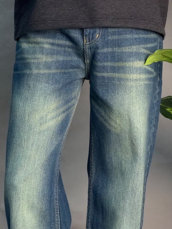 Semi Baggy Dark Blue & Green Jeans