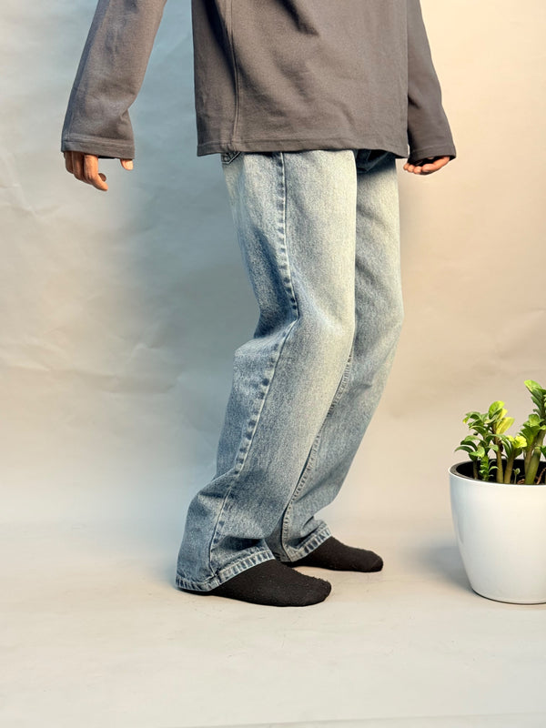 Light Blue Vintage Washed Straight Fit Jeans