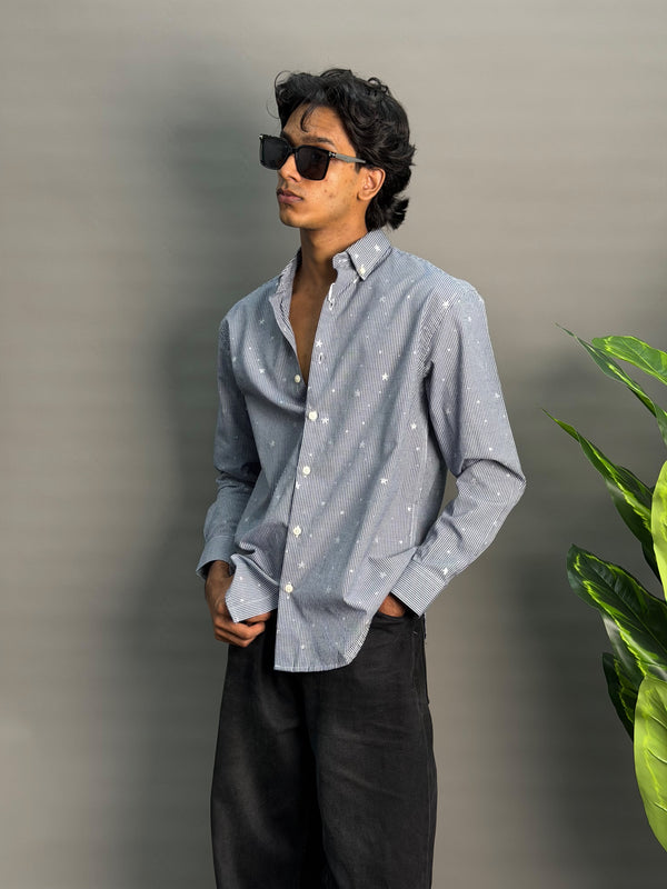 Black Microchecks With Stars Shirt