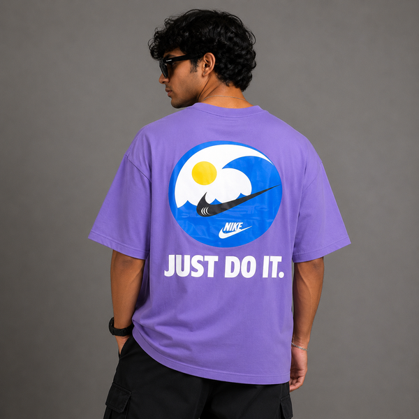 Purple Slogan Graphic Oversized T-Shirt