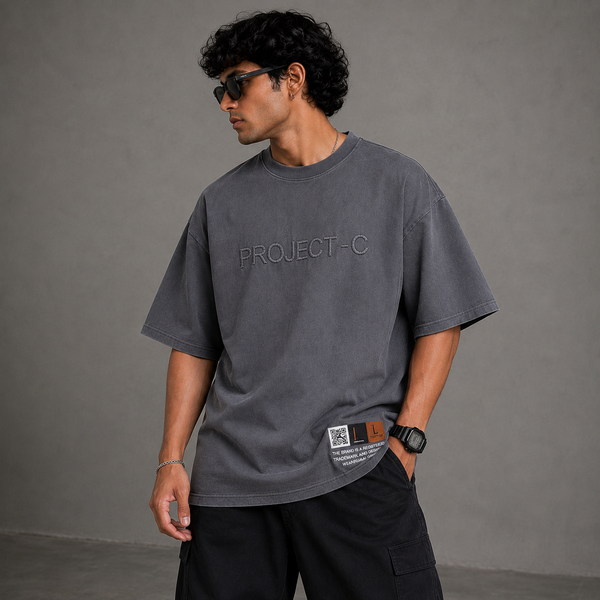 Grey Oversized Linen T-Shirt