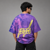Purple Pink Tie-Dye Yellow Graffiti Five-Sleeve T-Shirt