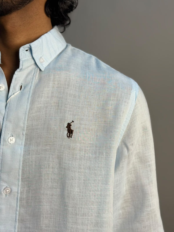 Light Blue Linen Plain Shirt