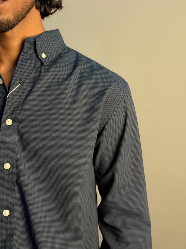 Dark Blue Micro Checks Shirt