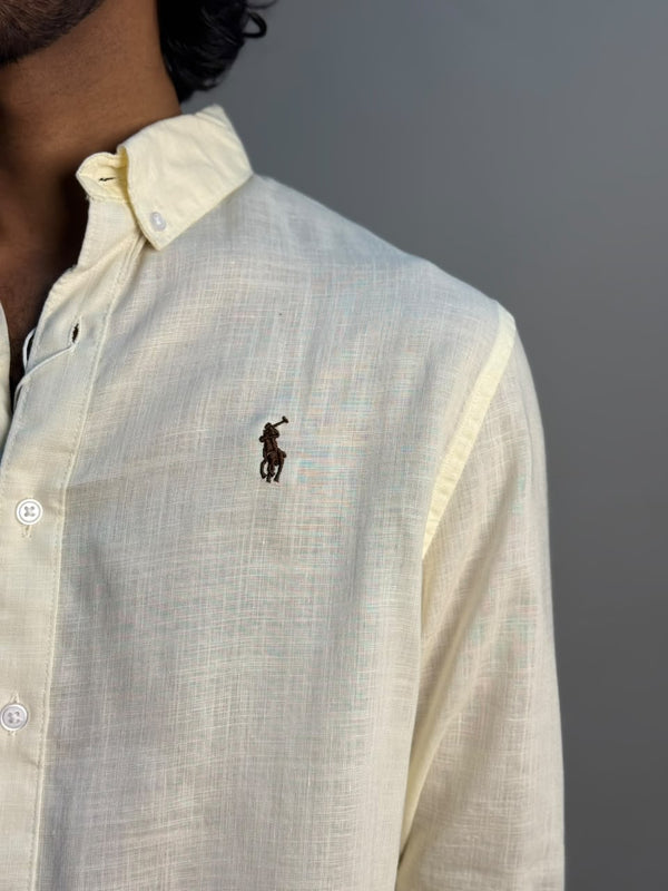 Light Yellow Linen Plain Shirt