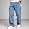 Dark Blue Baggy Fit Acid-Wash Jeans