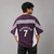Deep Purple White-Stripe Sports Five-Sleeve T-Shirt
