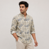 Beige Dark Brushstroke Full-Sleeve Shirt