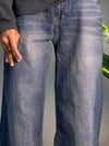 Wide Leg Blue & Light Pink Jeans