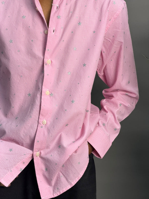 Pink Microchecks With Stars Shirt