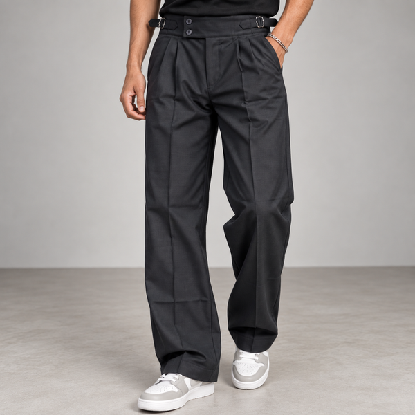Dark Grey Straight Fit Gurkha Pants