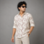 Burgundy Cream Leaf-Print Full-Sleeve Shirt